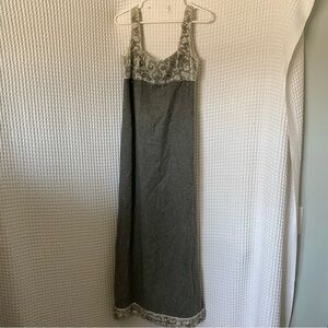 60’s Vintage Grey Crystal Beaded Maxi Dress Eloise Curtis